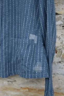 Ewa i Walla Jacke 66294 in jeansblau mit Streifen - reines Leinen