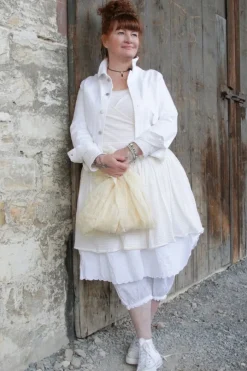 Ewa i Walla Jacke 44976 SABINA in creme mit Ringel in pastellgelb (vanilla striped jersey) - softer Jersey