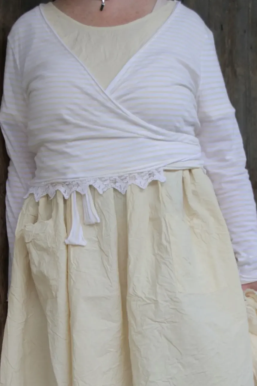 Ewa i Walla Jacke 44976 SABINA in creme mit Ringel in pastellgelb (vanilla striped jersey) - softer Jersey