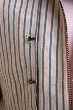 Ewa i Walla Jacke TERI 66766 in beige-blau fein gestreift (original) - Leinen mit Baumwolle