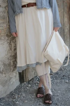 Ewa i Walla Kleid 55802 ALISA in creme mit hellblauen PomPoms - gerippter Jersey