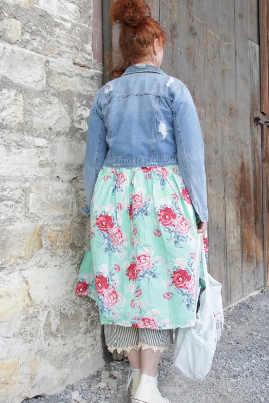 Ewa i Walla Kleid 55859 ALISON in mintgrün mit Flowerprint (turquoise flower) - reine Knitterbaumwolle