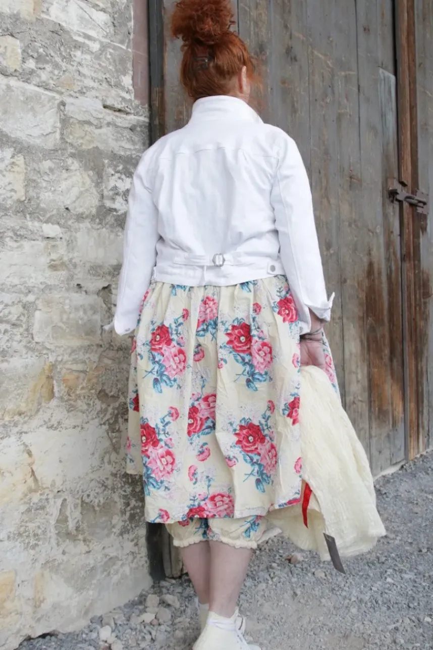 Ewa i Walla Kleid 55859 ALISON in pastellgelb mit Flowerprint (vanilla flower) - reine Knitterbaumwolle