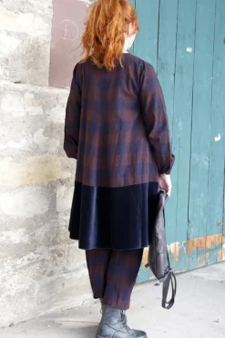 *Ewa i Walla Kleid 55887 ANTONIA in blau burgunder kariert - softe Wolle & Baumwolle