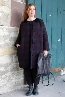 *Ewa i Walla Kleid 55887 ANTONIA in blau burgunder kariert - softe Wolle & Baumwolle