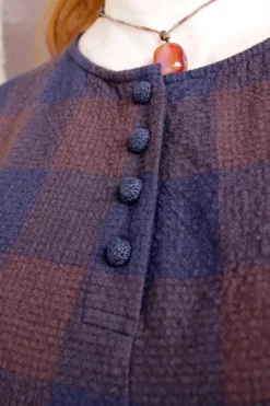 *Ewa i Walla Kleid 55887 ANTONIA in blau burgunder kariert - softe Wolle & Baumwolle
