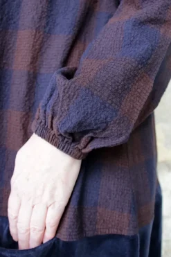 *Ewa i Walla Kleid 55887 ANTONIA in blau burgunder kariert - softe Wolle & Baumwolle