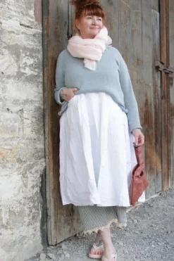 Ewa i Walla Kleid 55849 BARBRO in reinweiss (white) - reine Knitterbaumwolle