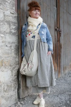 Ewa i Walla Kleid 55843 BEDA im tollen Materialmix (striped cotton) - reine Baumwolle & Voile
