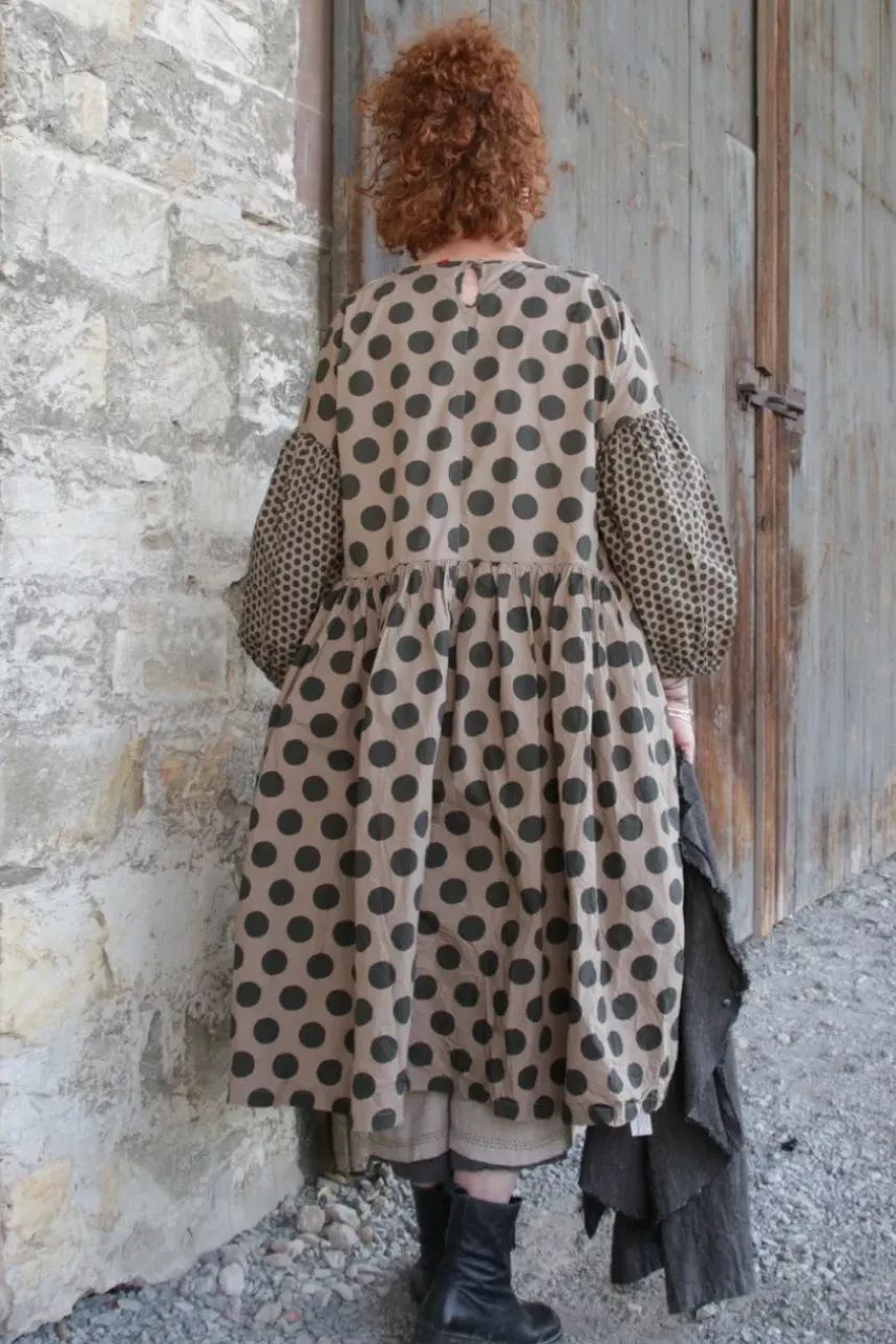 Ewa i Walla Kleid 55808 EDINA in nussbraun mit Dots (walnut) - reine Knitterbaumwolle