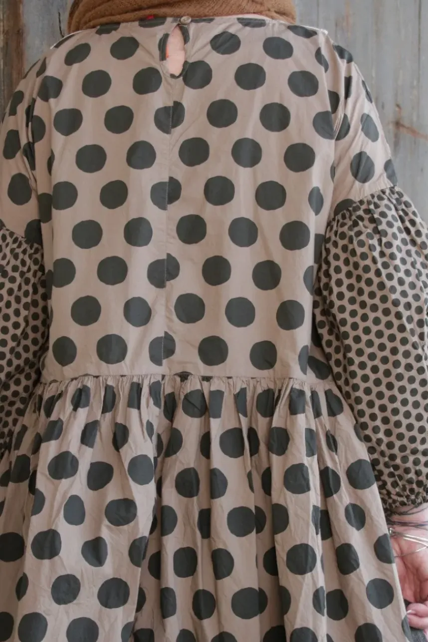 Ewa i Walla Kleid 55808 EDINA in nussbraun mit Dots (walnut) - reine Knitterbaumwolle
