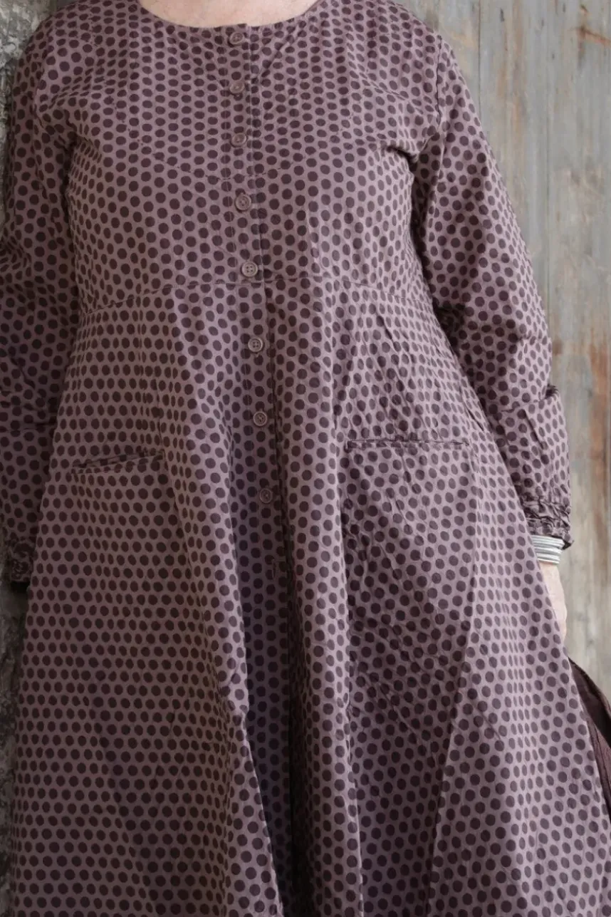 Ewa i Walla Kleid 55807 FILIPPA in rose-violett mit Punkten (dark mauve) - reine Knitterbaumwolle