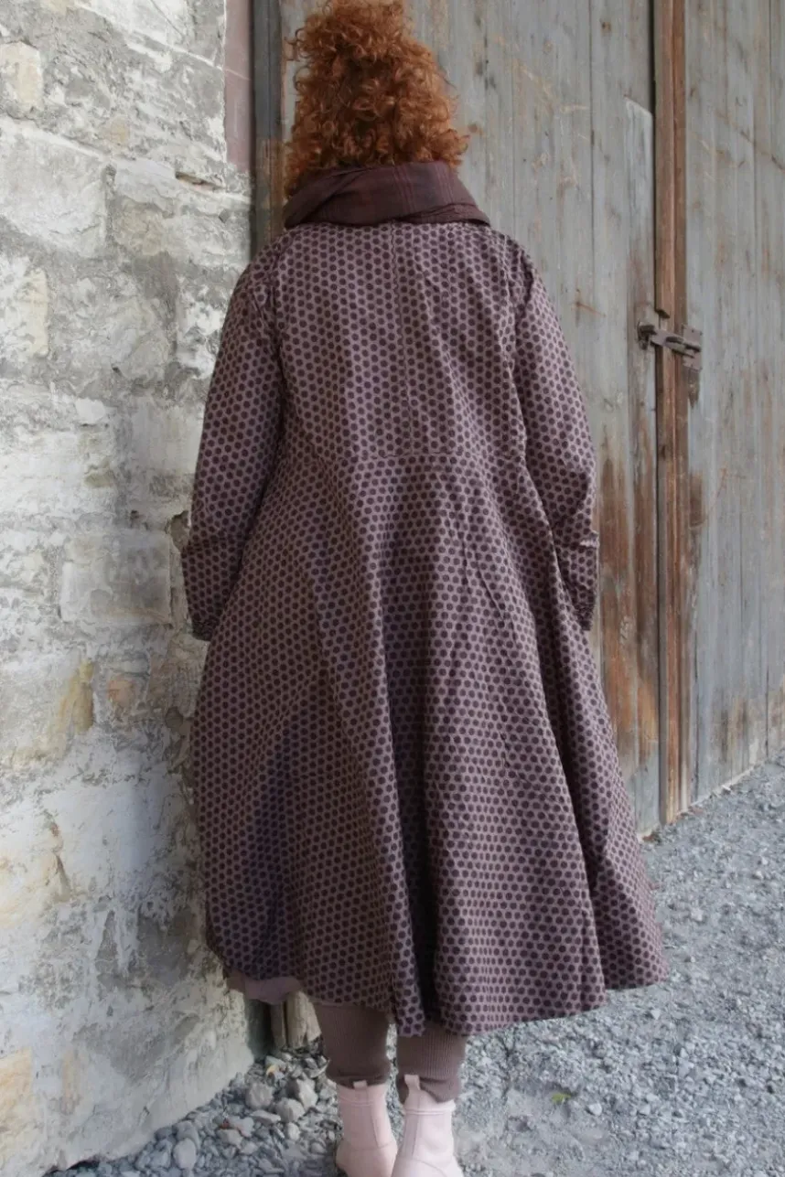 Ewa i Walla Kleid 55807 FILIPPA in rose-violett mit Punkten (dark mauve) - reine Knitterbaumwolle
