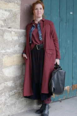 *Ewa i Walla Kleid 55863 HANNE in burgunder rot (burgundy) - reine Knitterbaumwolle