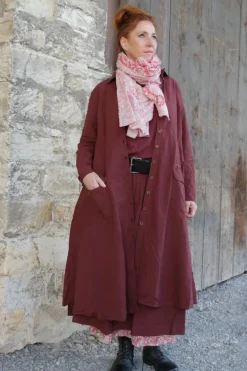 *Ewa i Walla Kleid 55863 HANNE in burgunder rot (burgundy) - reine Knitterbaumwolle