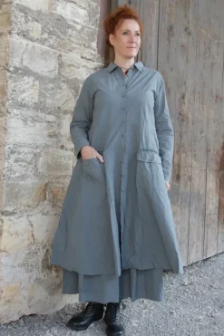 *Ewa i Walla Kleid 55863 HANNE in blau grau (storm blue) - reine Knitterbaumwolle