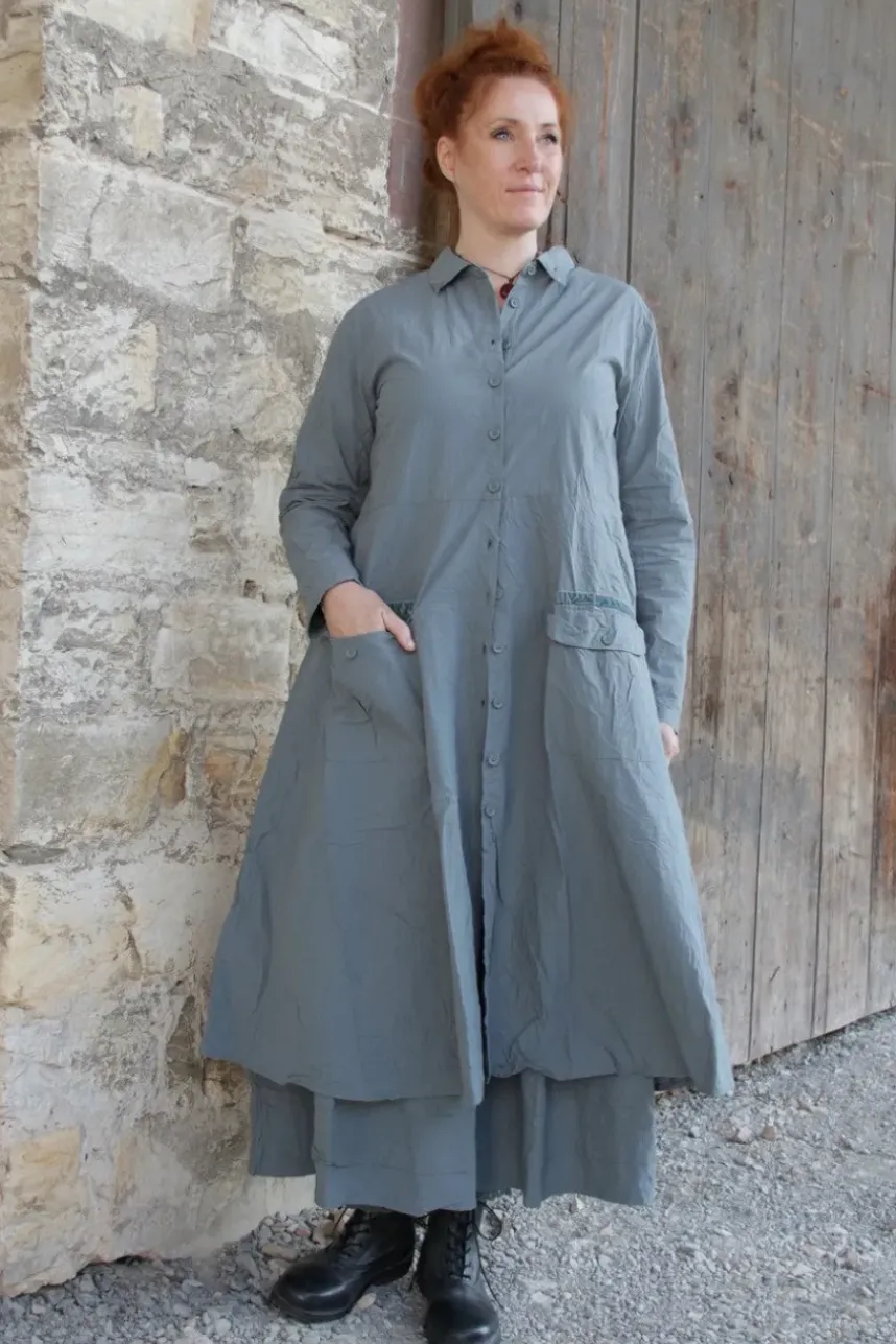 *Ewa i Walla Kleid 55863 HANNE in blau grau (storm blue) - reine Knitterbaumwolle