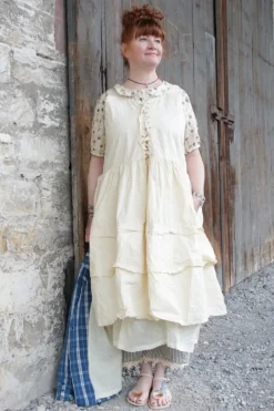 Ewa i Walla Kleid 55841 INGALILL in pastellgelb (vanilla) - reine Knitterbaumwolle