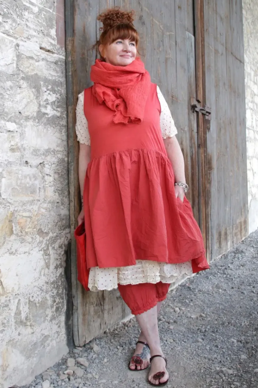 Ewa i Walla Kleid 55835 JENNIFER in creme mit rosenroten Dots (rose dot voile) - softer Voile