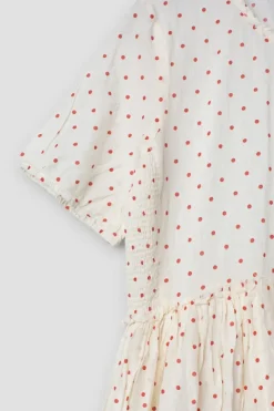 Ewa i Walla Kleid 55835 JENNIFER in creme mit rosenroten Dots (rose dot voile) - softer Voile