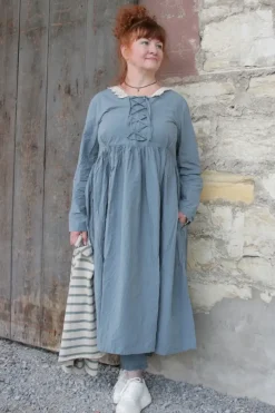 *Ewa i Walla Kleid 55864 JULIANNA in blau grau (storm blue) - reine Knitterbaumwolle