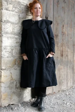 *Ewa i Walla Kleid 55865 LEONOR in schwarz (black) - reine Knitterbaumwolle