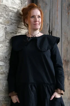 *Ewa i Walla Kleid 55865 LEONOR in schwarz (black) - reine Knitterbaumwolle
