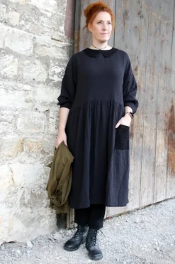 *Ewa i Walla Kleid 55866 LISE-LOTT in vintage schwarz (black) - softe Winterbaumwolle