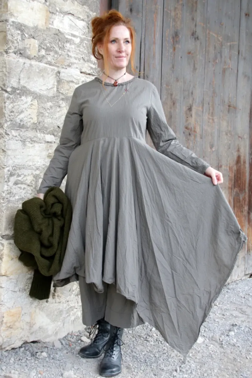 *Ewa i Walla Kleid 55871 NATALIE in grau rose zart gestreift - reine Baumwolle