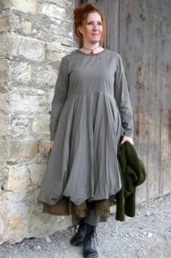 *Ewa i Walla Kleid 55871 NATALIE in grau rose zart gestreift - reine Baumwolle