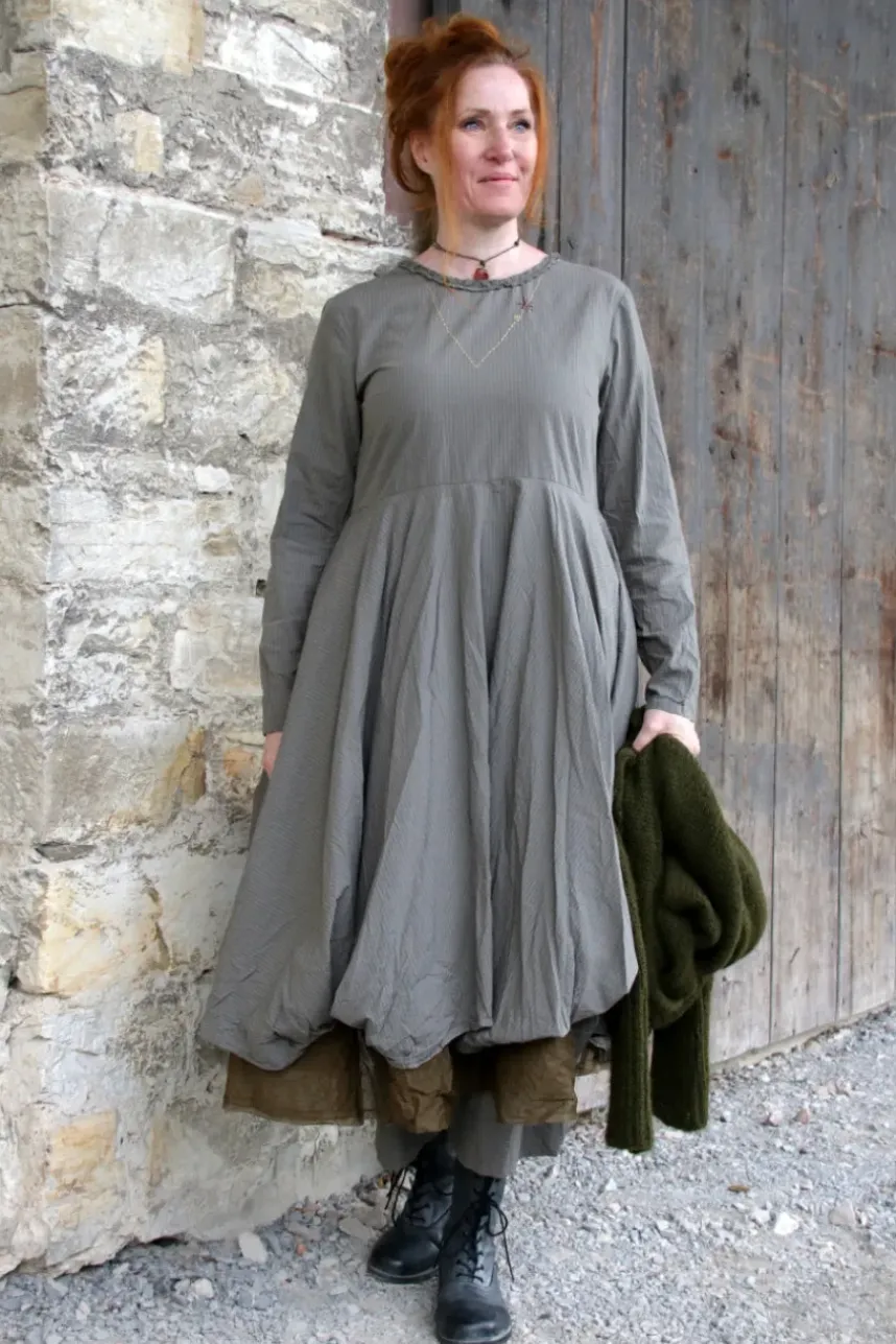 *Ewa i Walla Kleid 55871 NATALIE in grau rose zart gestreift - reine Baumwolle