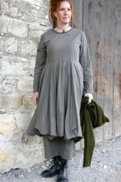 *Ewa i Walla Kleid 55871 NATALIE in grau rose zart gestreift - reine Baumwolle