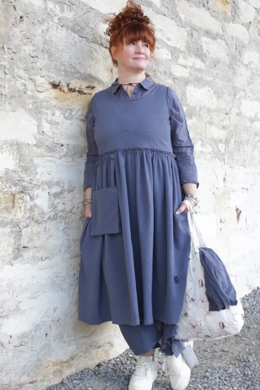 Ewa i Walla Kleid 55895 RUBY in blau (blue) - Seersucker aus reiner Baumwolle
