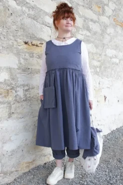 Ewa i Walla Kleid 55895 RUBY in blau (blue) - Seersucker aus reiner Baumwolle
