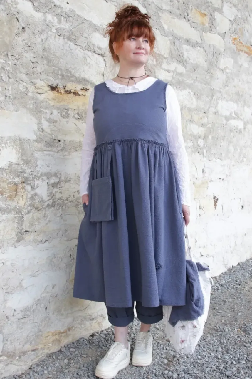 Ewa i Walla Kleid 55895 RUBY in blau (blue) - Seersucker aus reiner Baumwolle