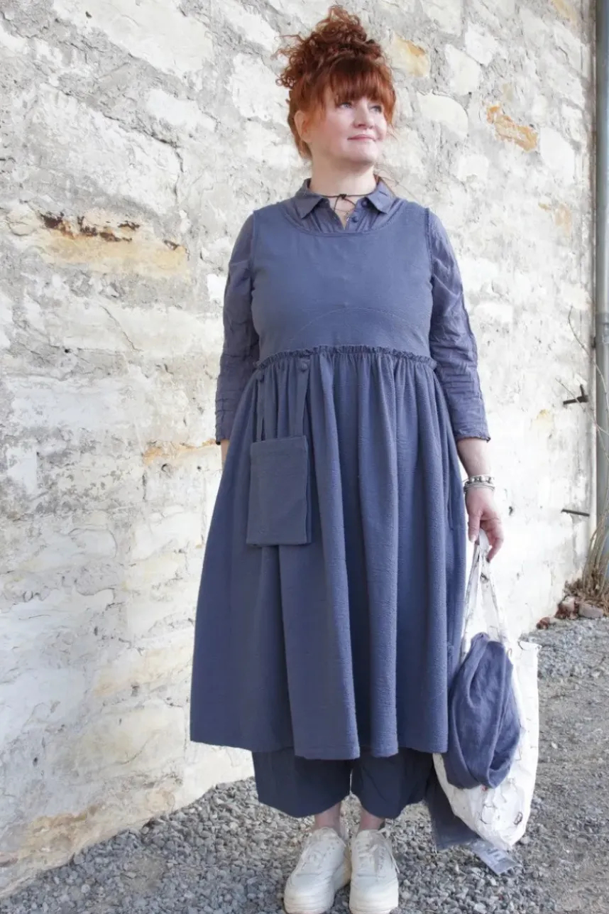 Ewa i Walla Kleid 55895 RUBY in blau (blue) - Seersucker aus reiner Baumwolle