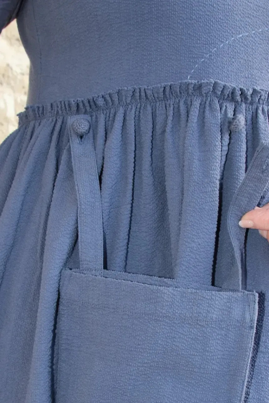 Ewa i Walla Kleid 55895 RUBY in blau (blue) - Seersucker aus reiner Baumwolle