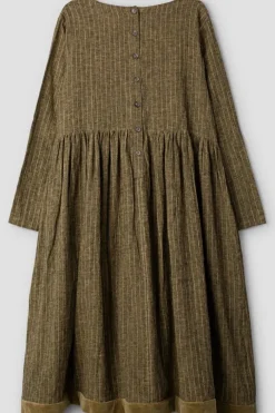 *Ewa i Walla Kleid 55876 VANDA in oliv mit Streifen (dark ecru) - softes Leinen