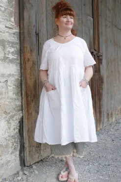 Ewa i Walla Kleid 55839 VEGA in reinweiss (white) - reine Knitterbaumwolle
