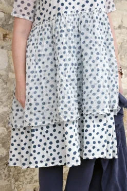 Ewa i Walla Kleid DINTI 55888 in weiß mit blauen Punkten (original) - reine Baumwolle