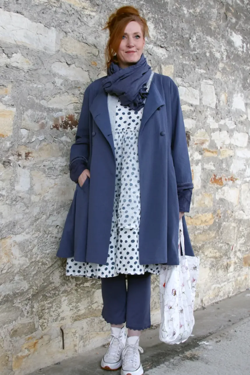Ewa i Walla Kleid DINTI 55888 in weiß mit blauen Punkten (original) - reine Baumwolle