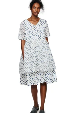 Ewa i Walla Kleid DINTI 55888 in weiß mit blauen Punkten (original) - reine Baumwolle
