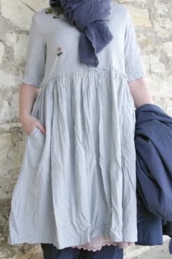 Ewa i Walla Kleid KJELLA 55906 in hellblau zart kariert (original) - Baumwolle mit Leinen