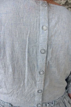 Ewa i Walla Kleid KJELLA 55906 in hellblau zart kariert (original) - Baumwolle mit Leinen