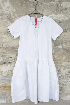 Ewa i Walla knielanges Kleid 55796 ESTELLE in weiß - reine Knitterbaumwolle