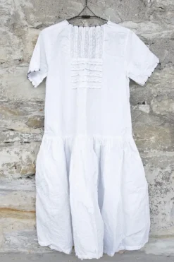 Ewa i Walla knielanges Kleid 55796 ESTELLE in weiß - reine Knitterbaumwolle