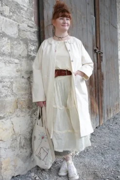 Ewa i Walla Mantel 66750 KATJA in natur (cream) - reine Baumwolle im Antiklook