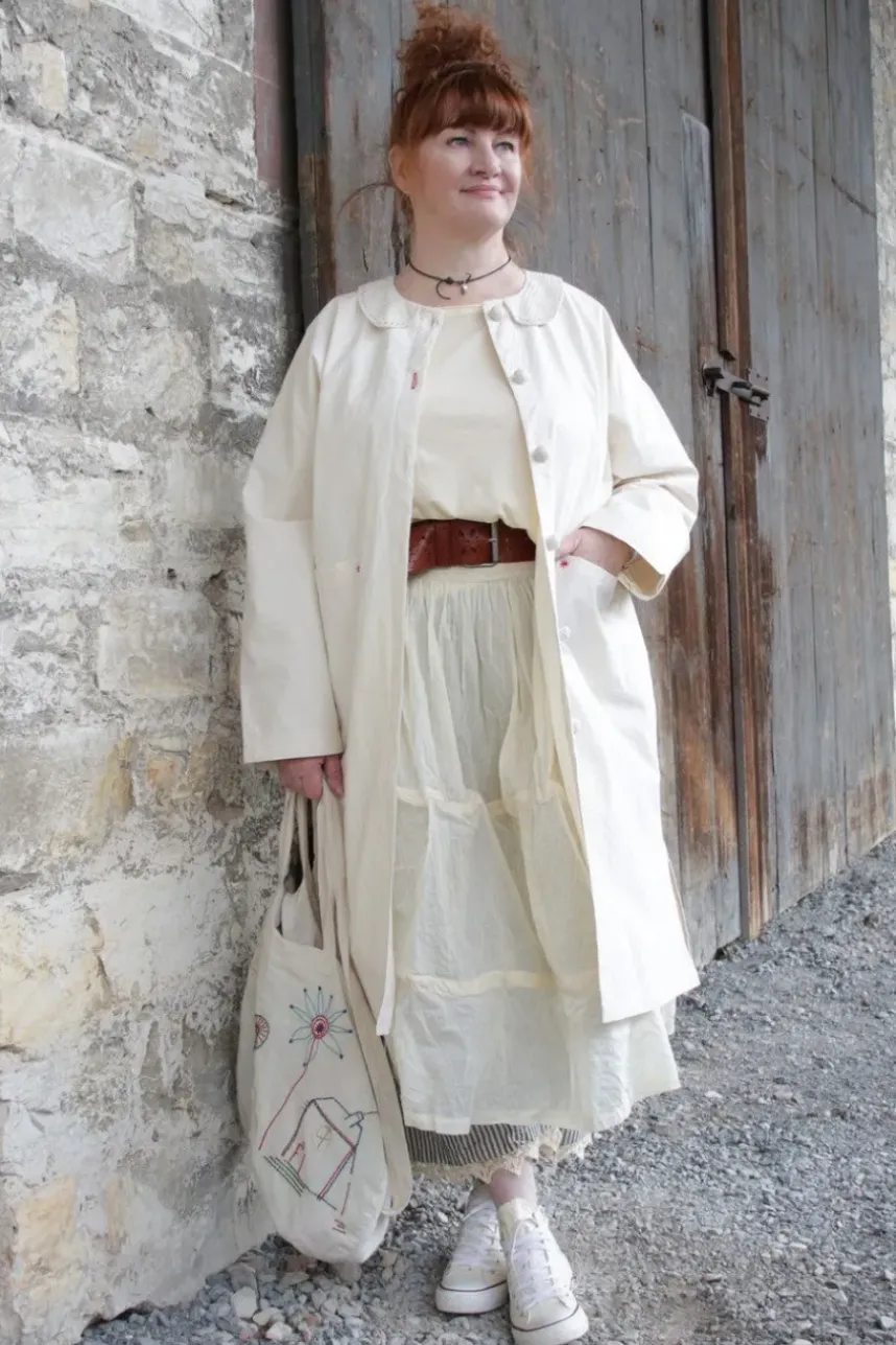 Ewa i Walla Mantel 66750 KATJA in natur (cream) - reine Baumwolle im Antiklook