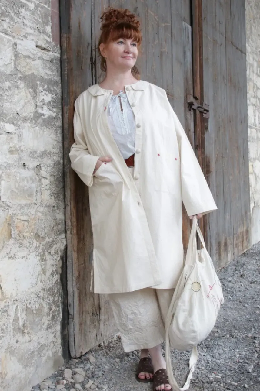 Ewa i Walla Mantel 66750 KATJA in natur (cream) - reine Baumwolle im Antiklook