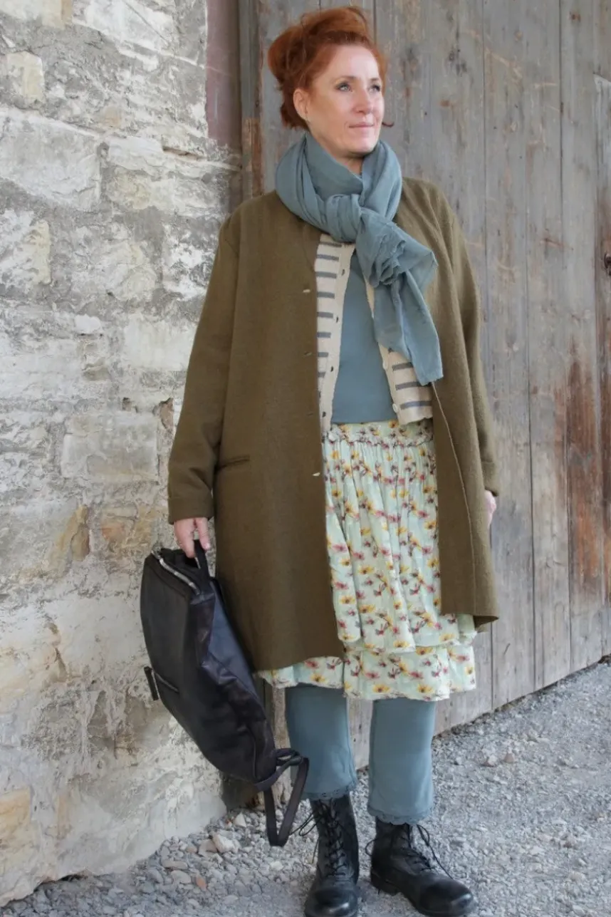 *Ewa i Walla Mantel 66758 MARIE in oliv (olive) - reine, gewalkte Schafswolle